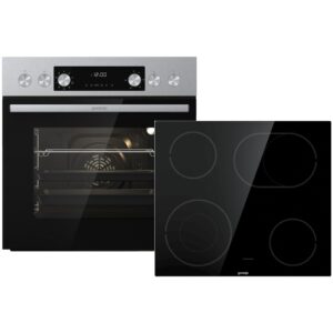 GORENJE Steel Heißluft Set (Einbauherd BCA6737AO5X und Kochfeld ECDA643SC) , Einbauherdset (Glaskeramik, A, 73 l)